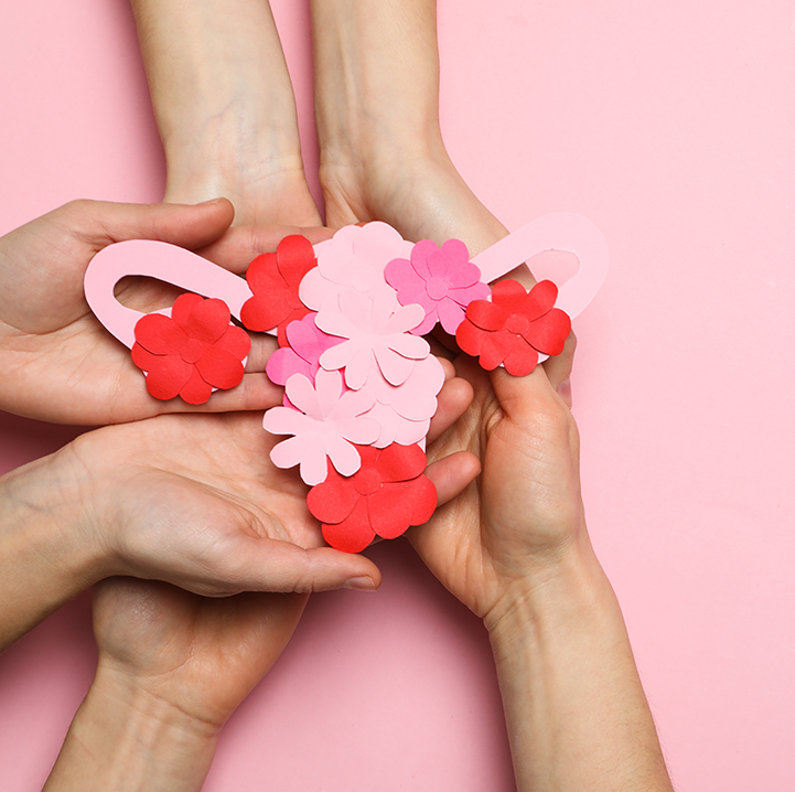 Women's health and women's healthcare concept with uterus